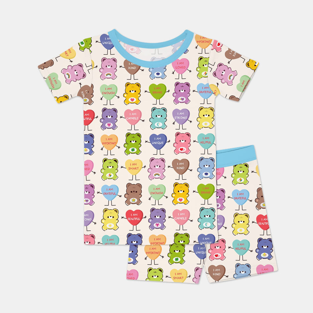 Rainbow Bears Affirmation Two Piece Short Sleeve Shorts Pajama Set