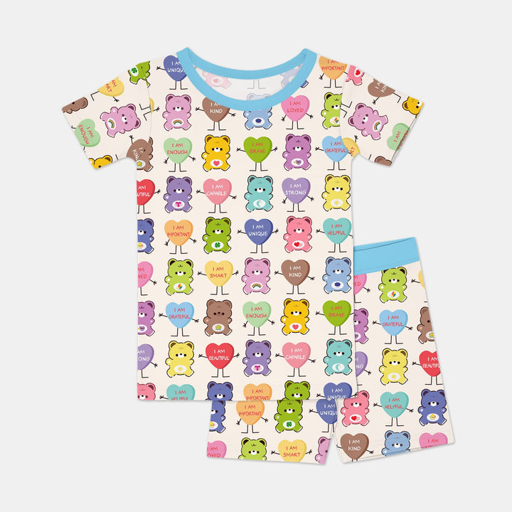 Rainbow Bears Affirmation Two Piece Short Sleeve Shorts Pajama Set