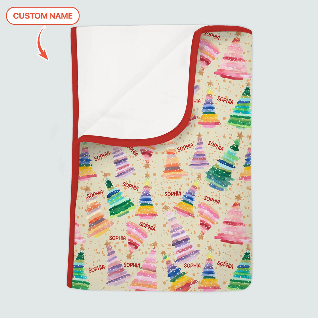 Personalized Twinkle Christmas Trees Toddler Blanket