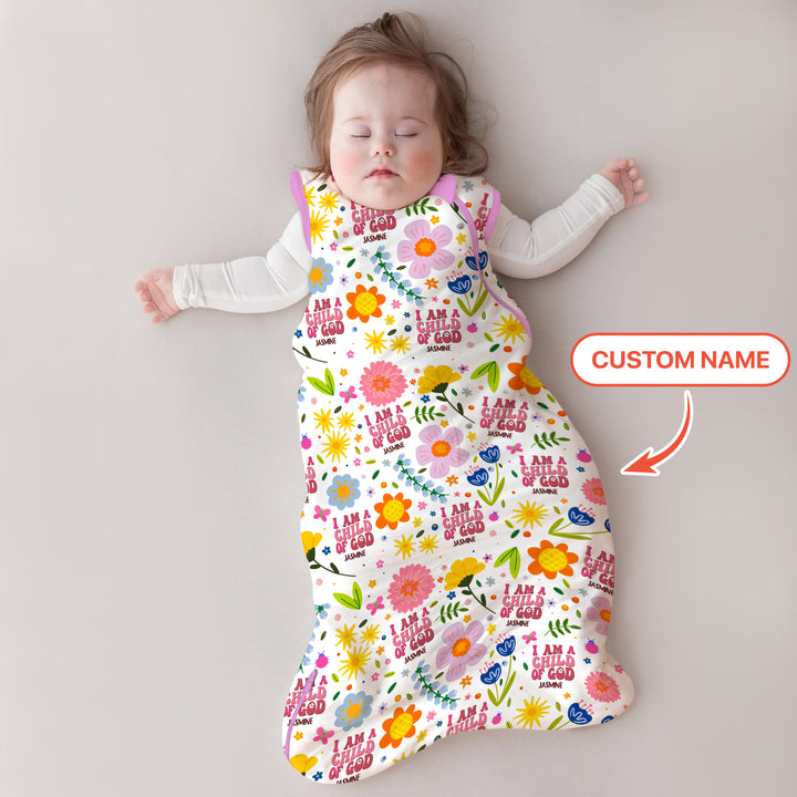 I Am A Child Of God Custom Name Girl Sleep Bag