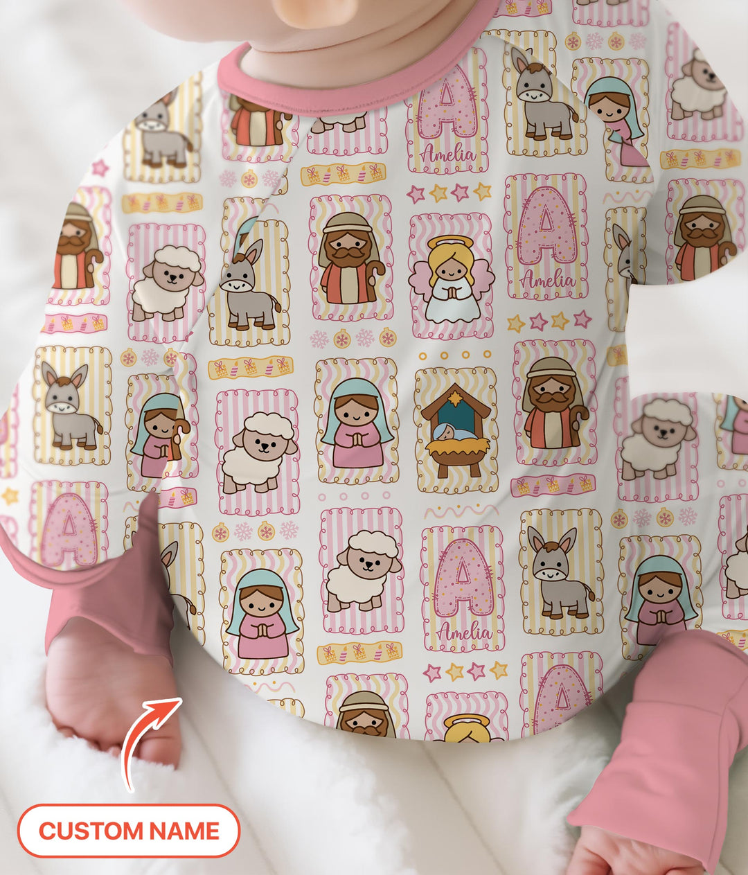 Custom Name Christmas Nativity Convertible Zippy