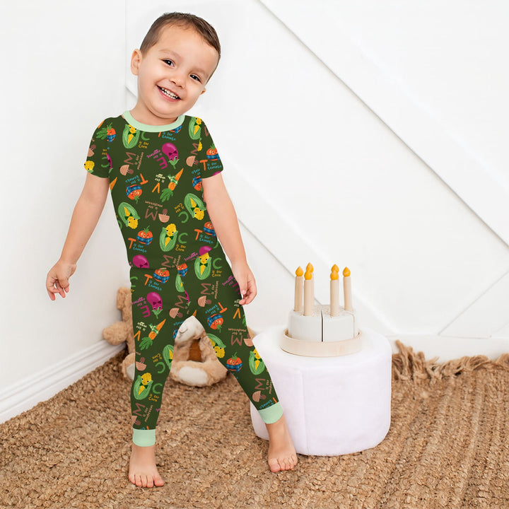 Veggie Letter Two Piece Short Sleeve Pajama Set