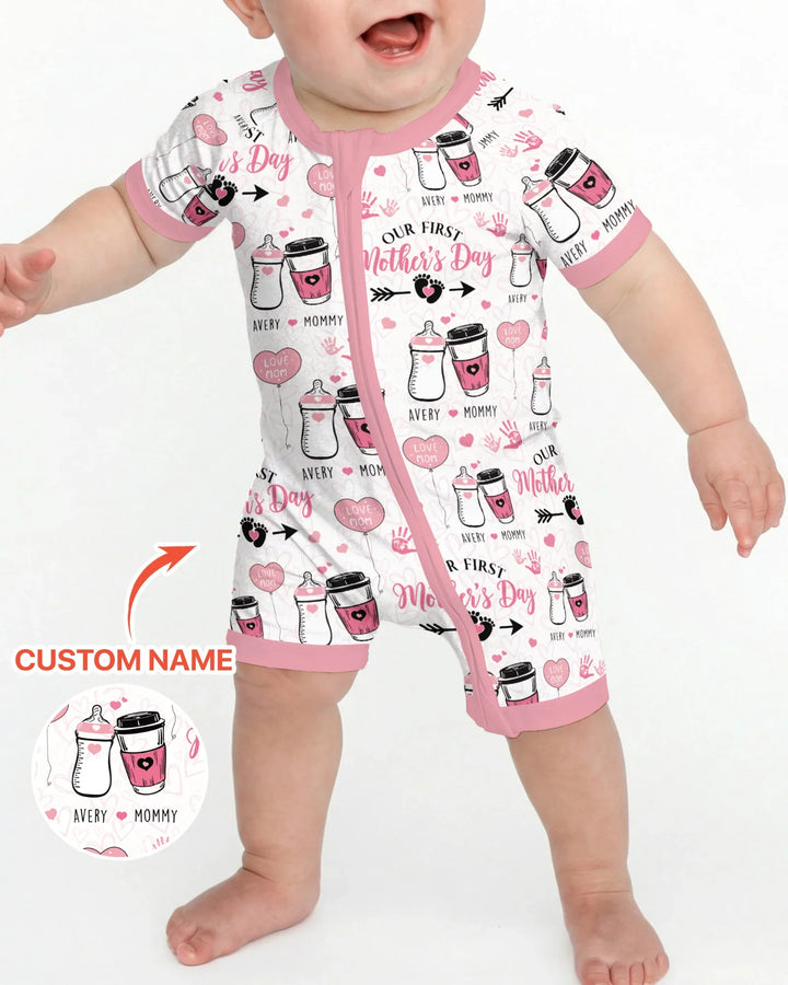 Custom Name First Mother's Day Drink Bamboo Shorty Zippy