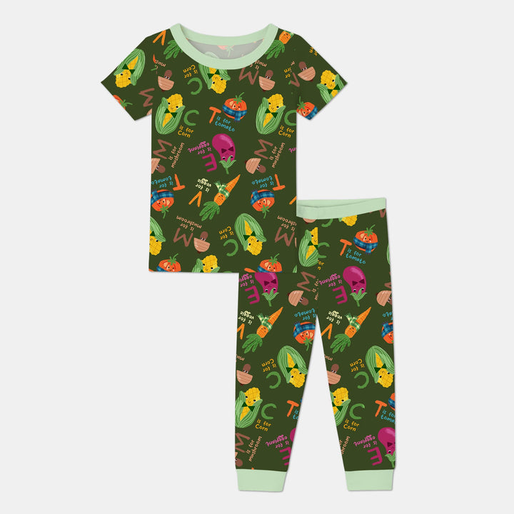Veggie Letter Two Piece Short Sleeve Pajama Set