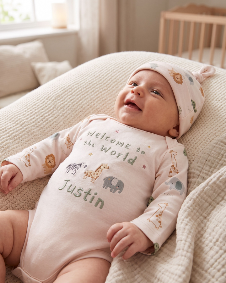 Little Safari Friends Embroidered Bamboo Bodysuit