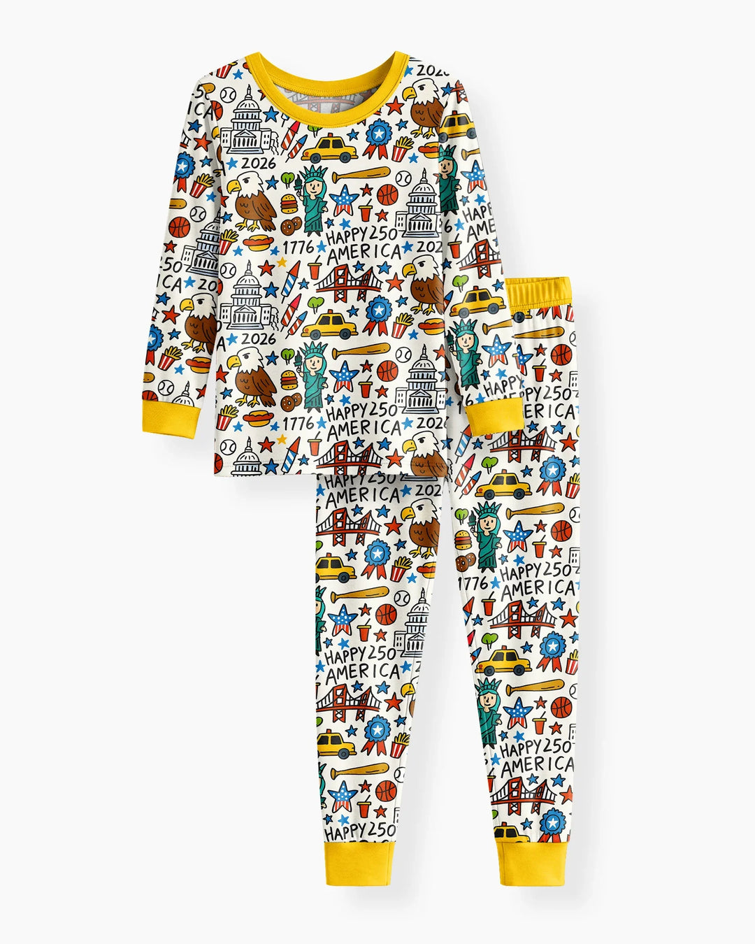 Doodle America 250th Anniversary Family Bamboo Two Piece Long Sleeve Pajama Set