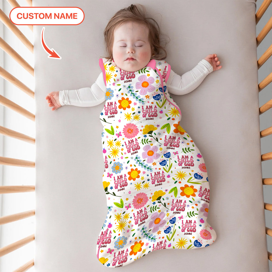I Am A Child Of God Custom Name Girl Sleep Bag