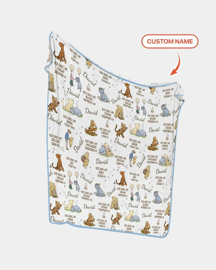 Custom Name God Says I Am Classic Bear Bamboo Blanket