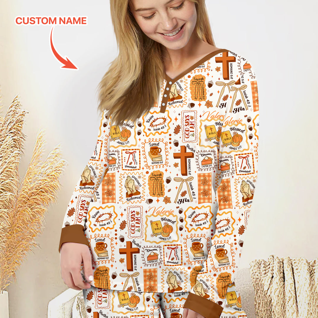 Custom Name I Am Thankful For Jesus Women Pajama Set , Custom Name I Am Thankful For Jesus Women Pajama Set - Only Shirt / S
