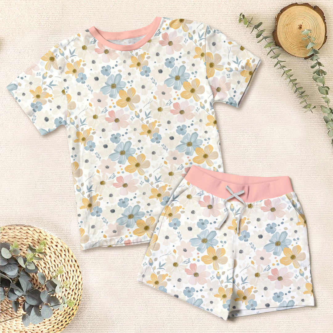 Bamboo Flower Pattern Outfit for Kids – Bright and Comfortable