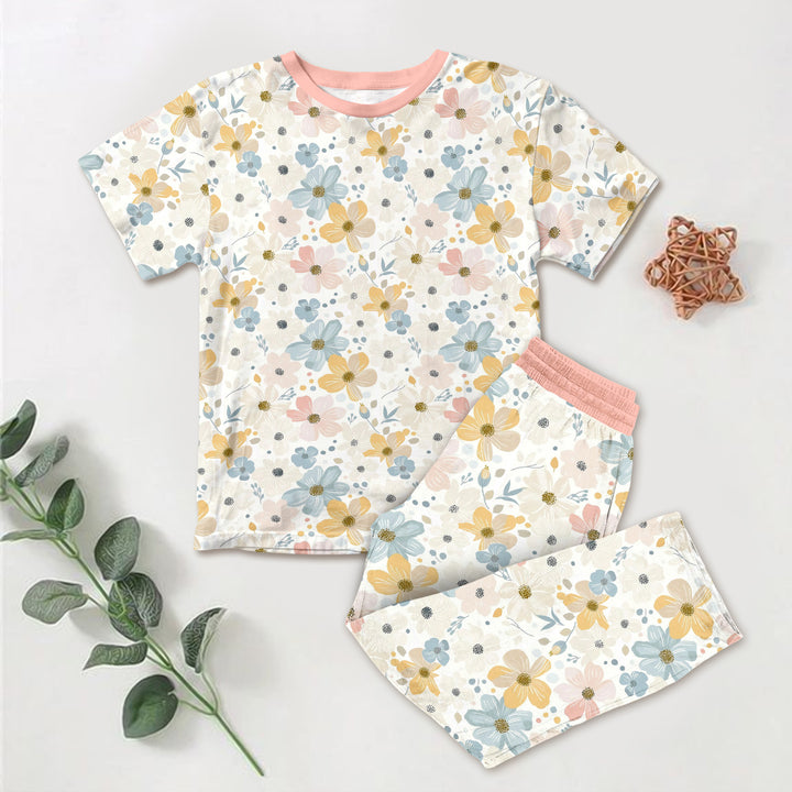 Bamboo Flower Pattern Outfit for Kids – Bright and Comfortable