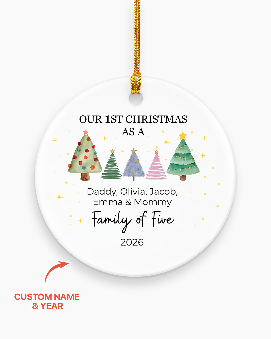 Custom Family First Christmas Tree Ceramic Ornament