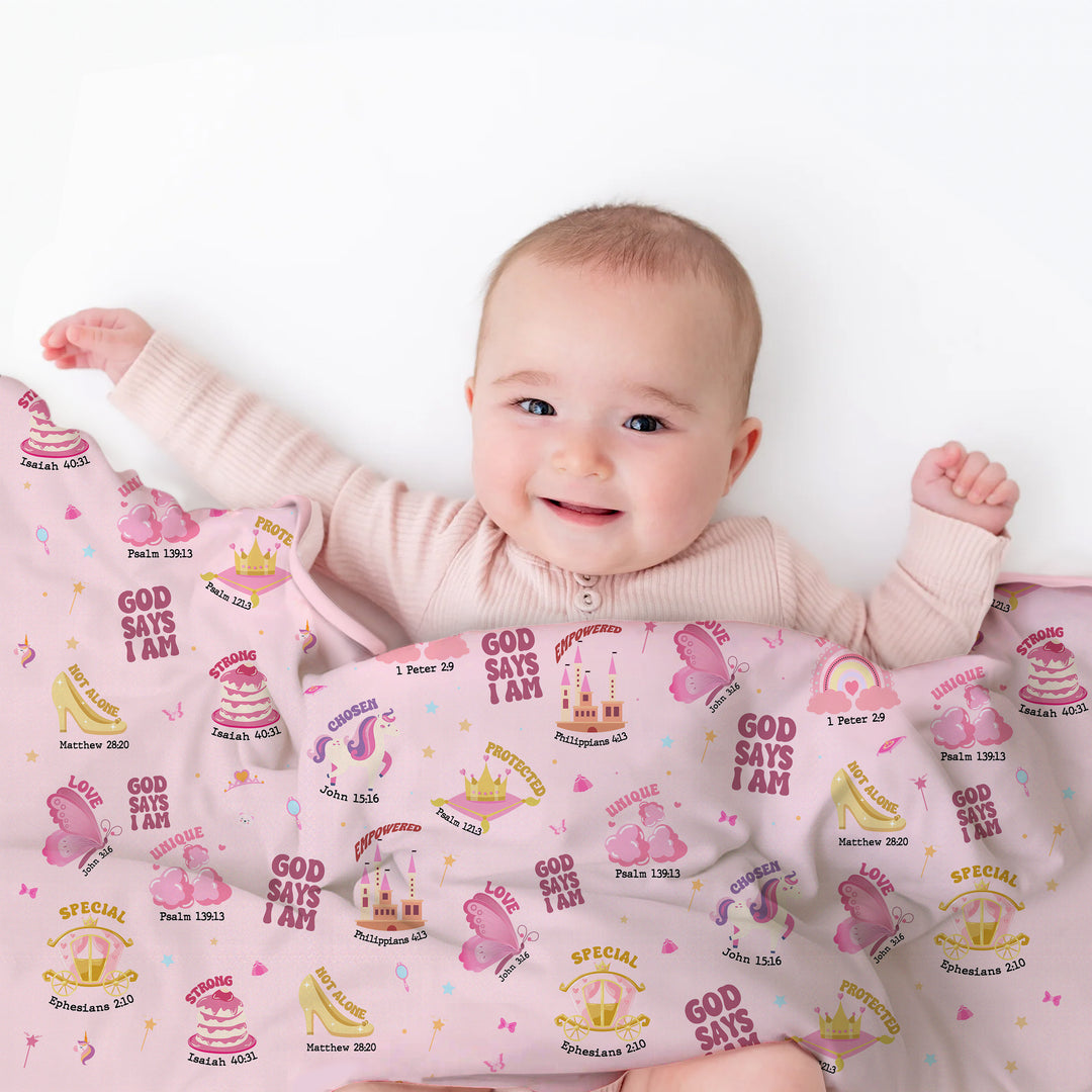 God Says I Am Girl Toddler Blanket