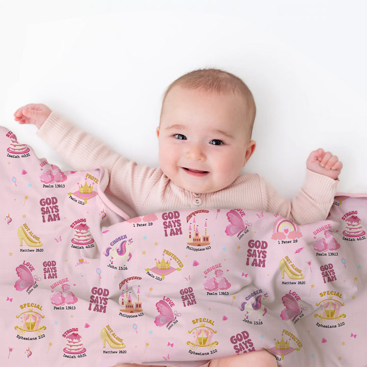 God Says I Am Girl Toddler Blanket