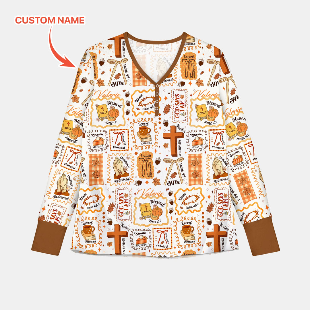 Custom Name I Am Thankful For Jesus Women Pajama Set , Custom Name I Am Thankful For Jesus Women Pajama Set - Only Shirt / S