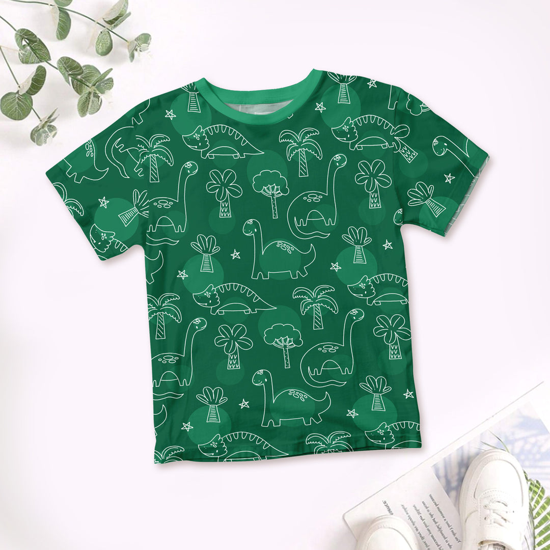 Bamboo Green Dinos Outfit for Kids – Fun and Comfortable