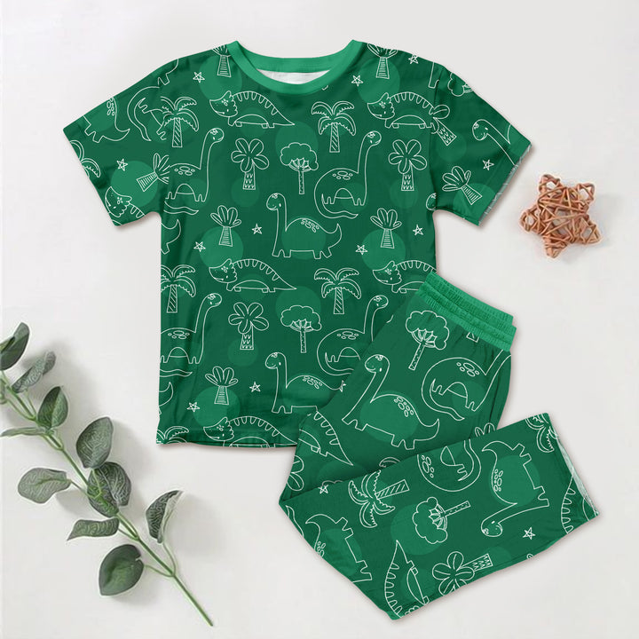 Bamboo Green Dinos Outfit for Kids – Fun and Comfortable