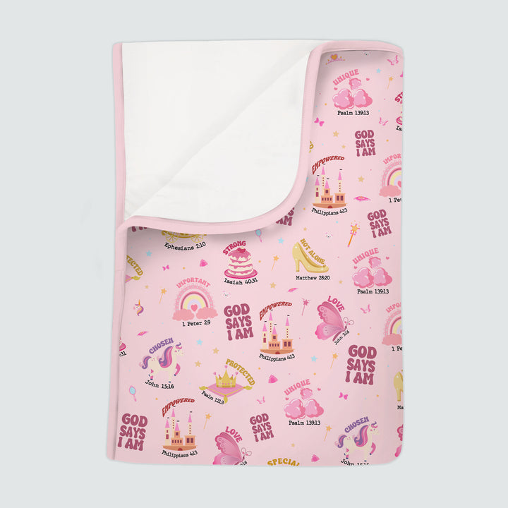 God Says I Am Girl Toddler Blanket