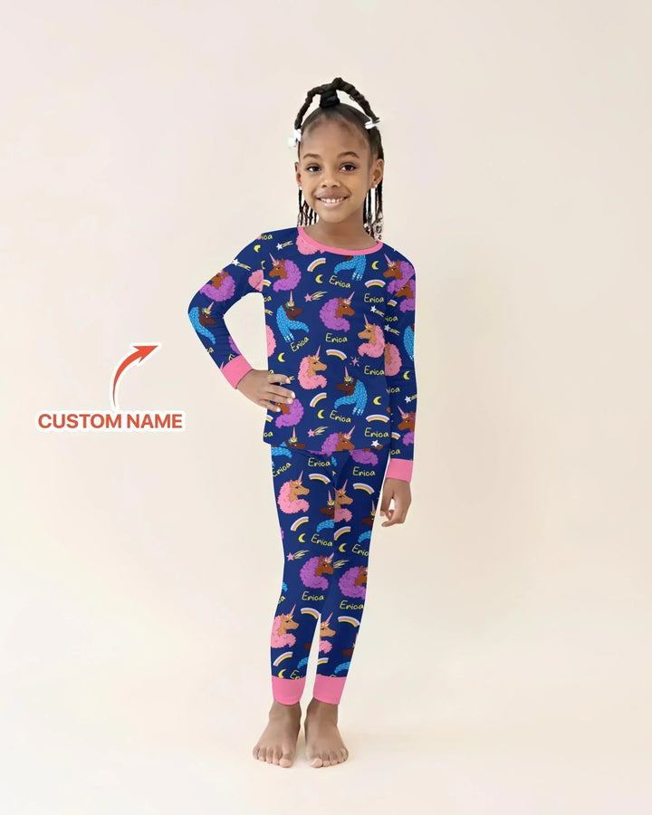 African Astro Unicorn Two Piece Long Sleeve Pajama Set