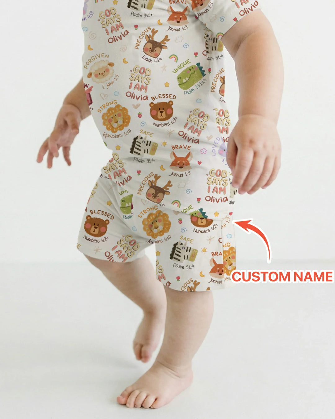 God Says I Am — Little Flock Custom Name Two Piece Short Sleeve Shorts Pajama Set