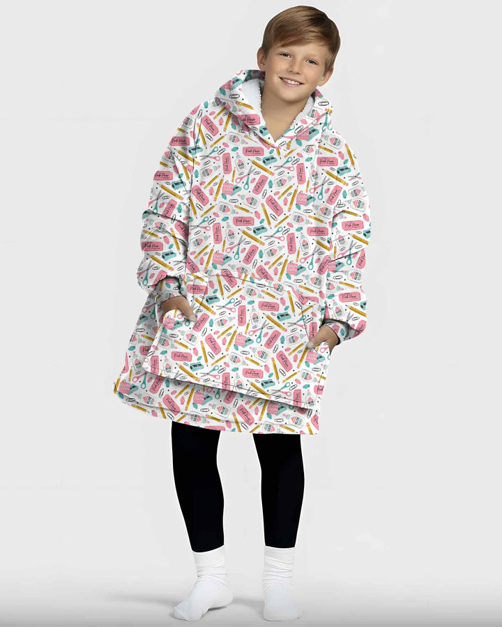 Pink Power School Supplies Bamboo Blanket Hoodie