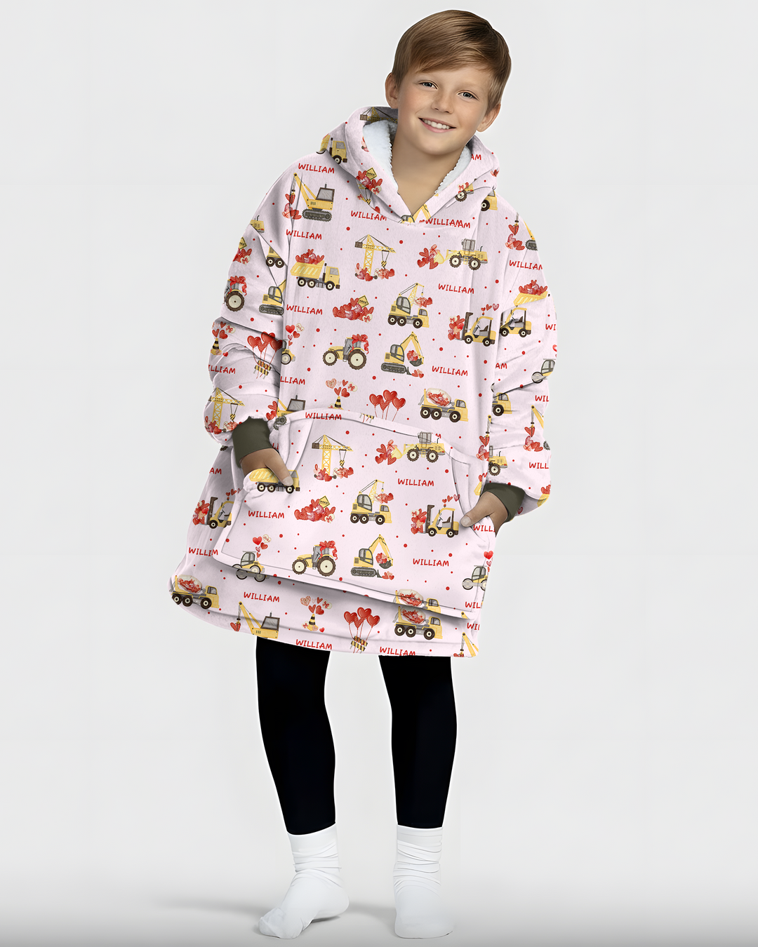 Custom Name Valentine Trucks Family Matching Blanket Hoodie