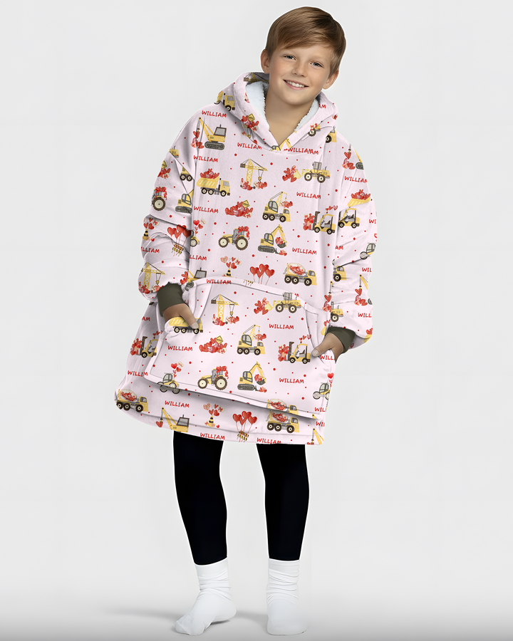 Custom Name Valentine Trucks Family Matching Blanket Hoodie