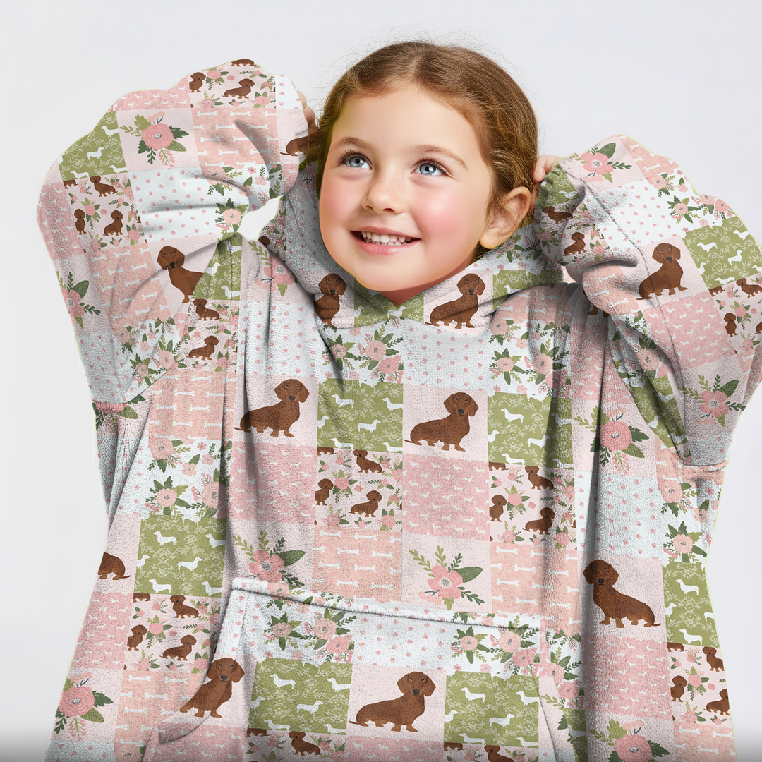 Floral Dachshund Grace Blanket Hoodie