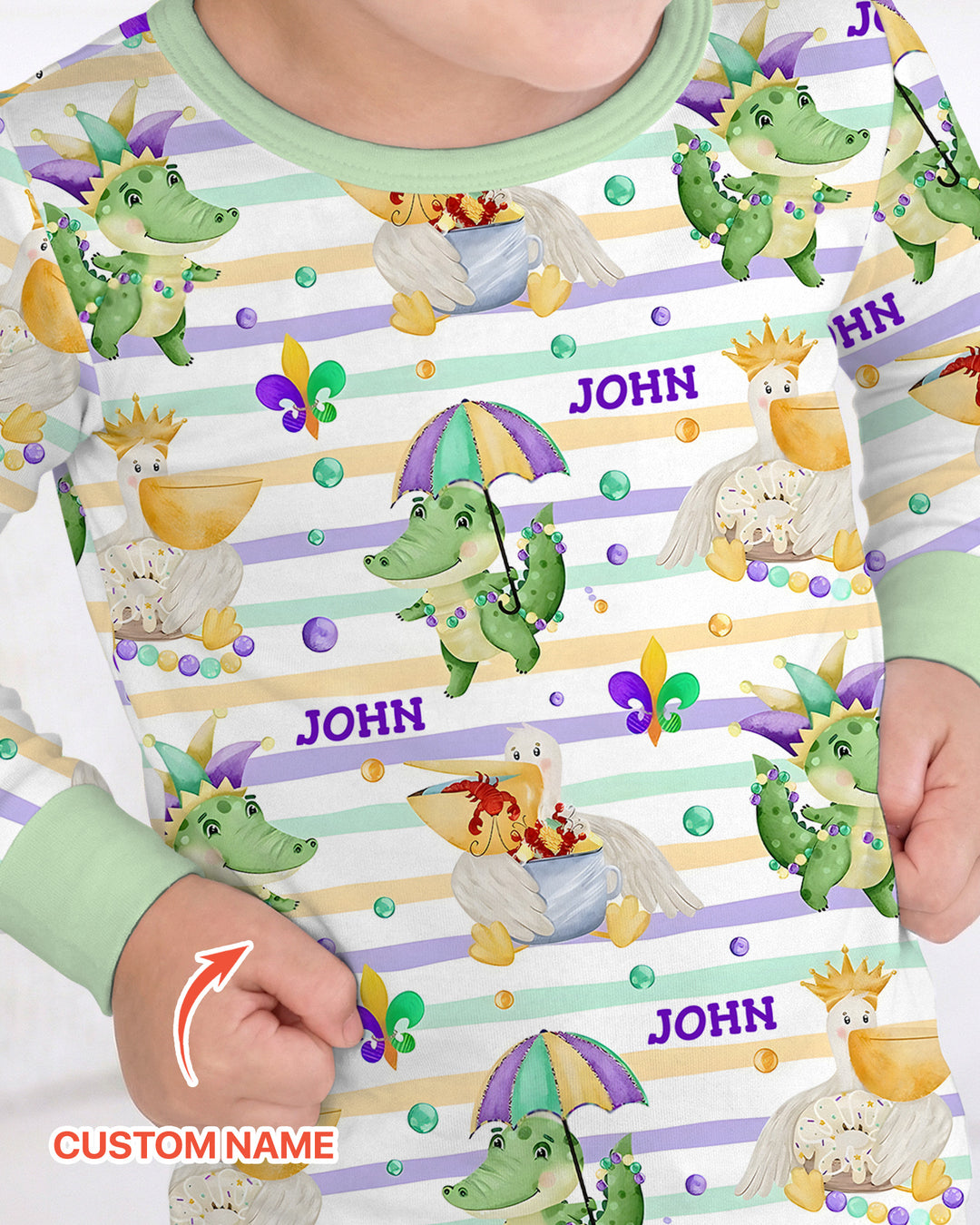 Happy Mardi Gras Adventure Family Matching Two Piece Long Sleeve Pajama Set