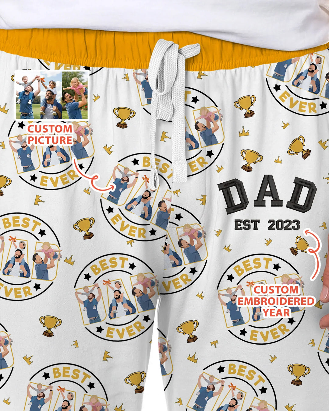 Pijama de Bambú Bordado Personalizado para Hombre a Juego con la Familia para el Día del Padre