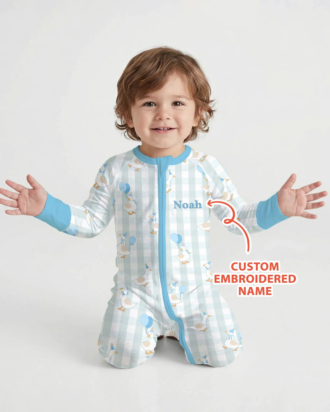 Custom Embroidered Birthday Boy/Girl Baby Bamboo Convertible Zippy