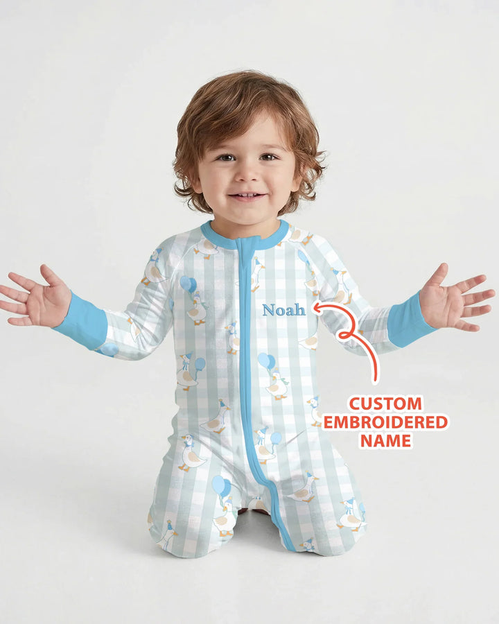 Custom Embroidered Birthday Boy/Girl Baby Bamboo Convertible Zippy