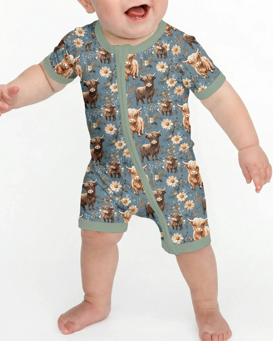 Majestic Highland Cows Family Matching Bamboo Shorty Zippy