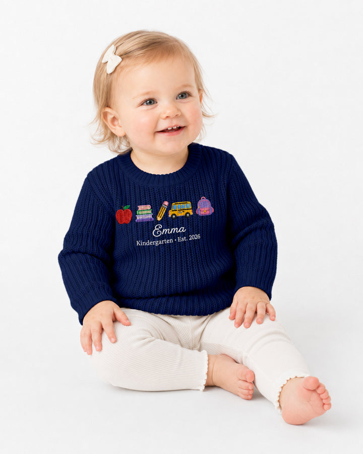 Little Apple Embroidered Baby Name Bamboo Knit Sweater Bubble