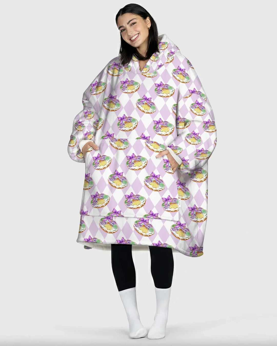 Mardi Gras Donut Tragbarer Bambus-Decken-Hoodie