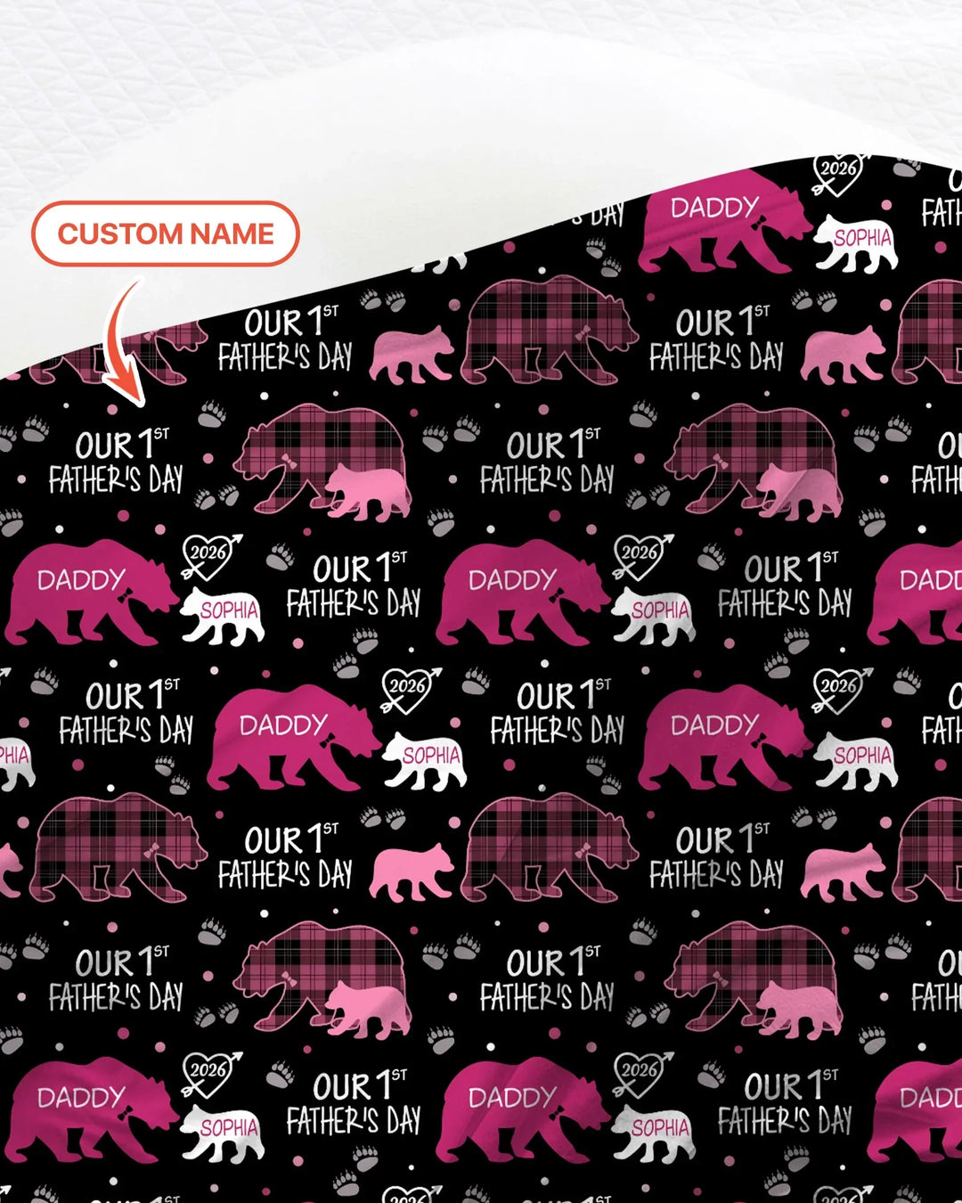 Our 1st Father's Day Daddy Bear & Me Matching swaddle blanket