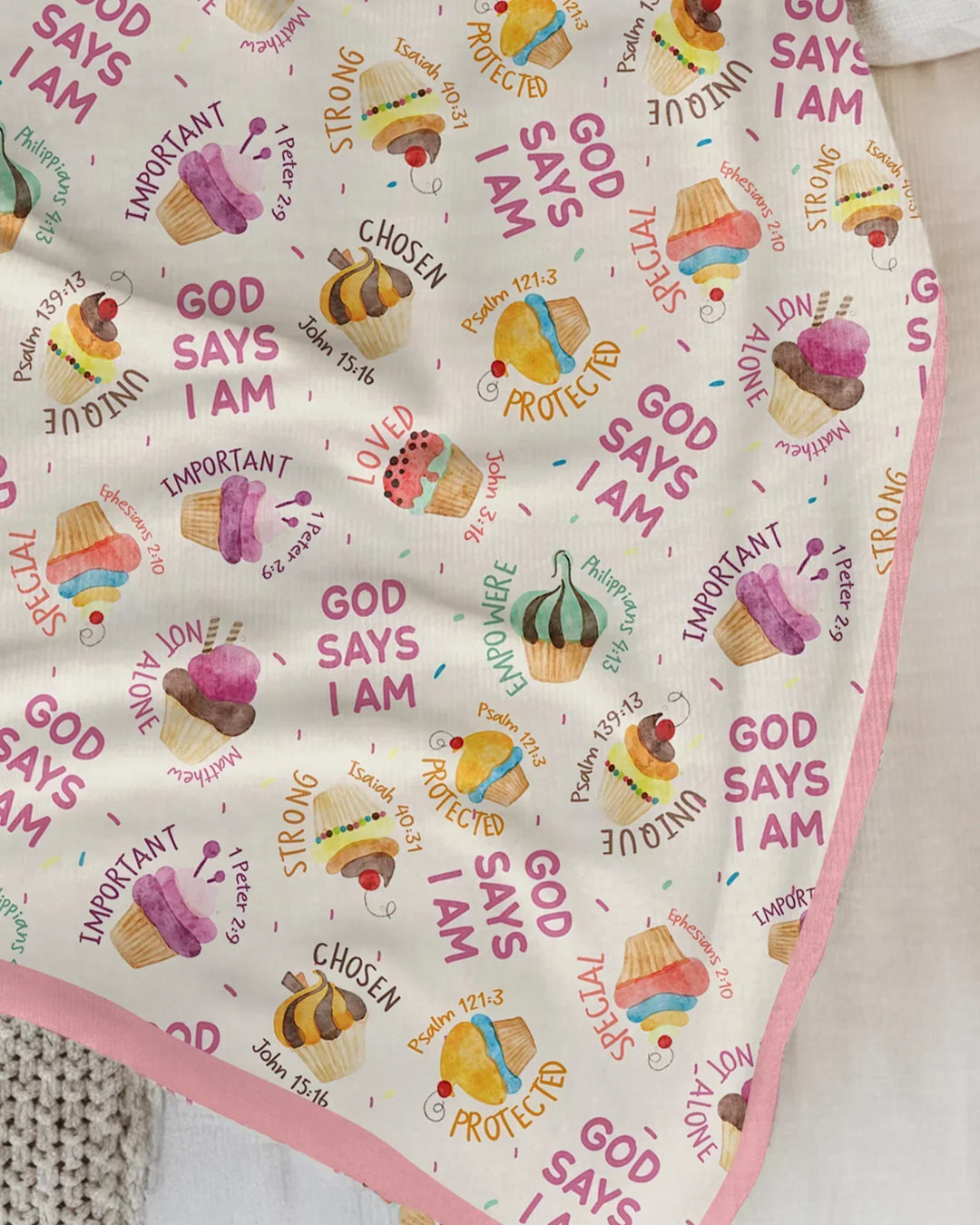 Cute Cupcake God Says I Am Bamboo Blanket