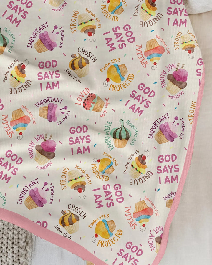Cute Cupcake God Says I Am Bamboo Blanket