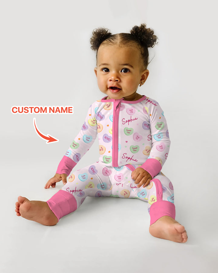 Custom Name Colorful Candy Hearts Family Matching Convertible Zippy