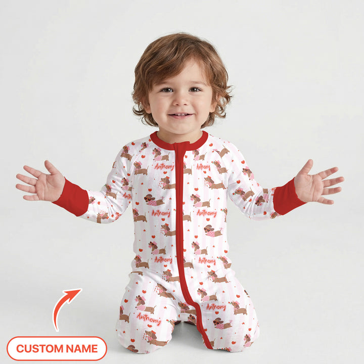 Custom Name Valentine Dachshund Family Matching Convertible Zippy
