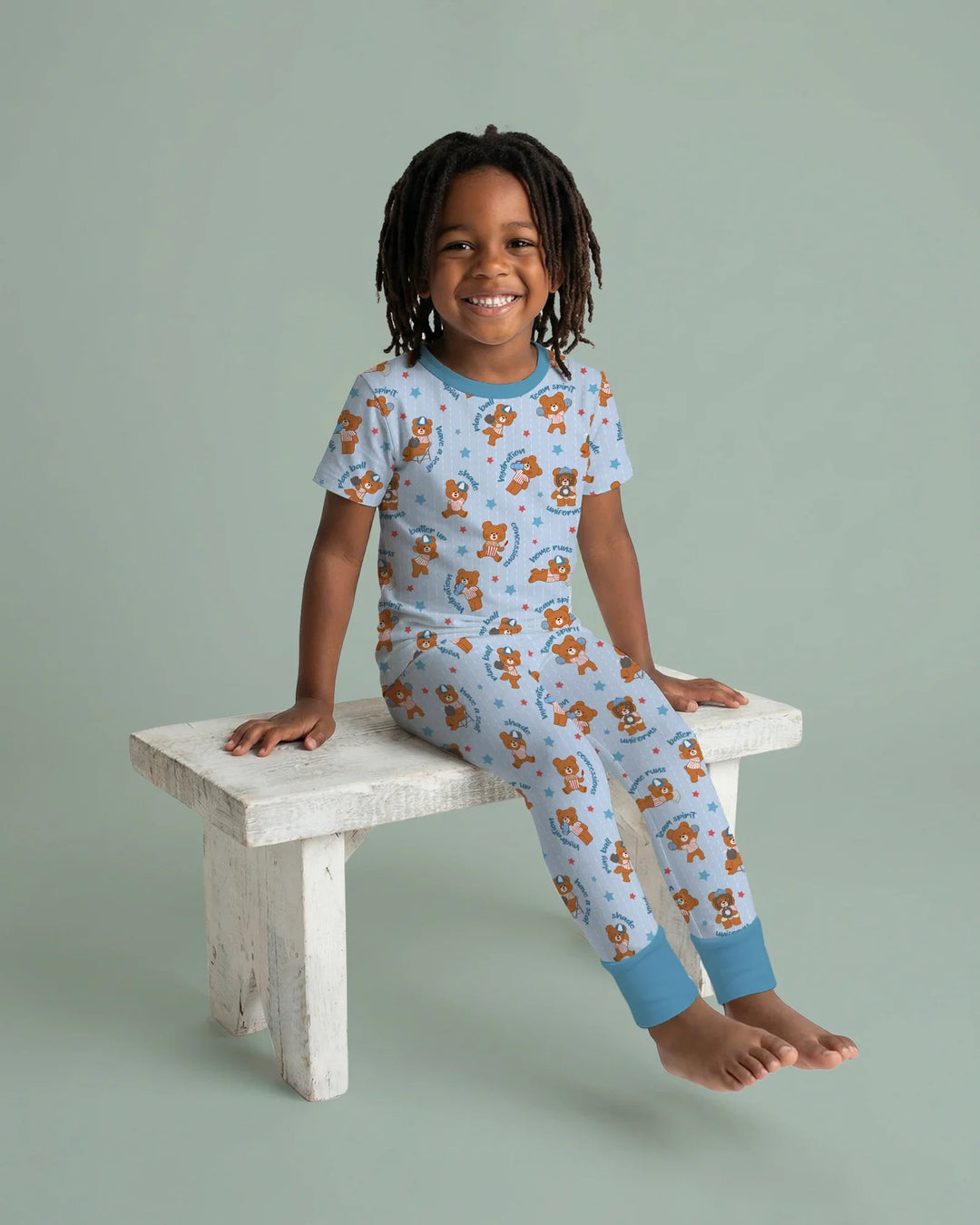 Born To Play Baseball Bamboo Two Piece Short Sleeve Pajama Set