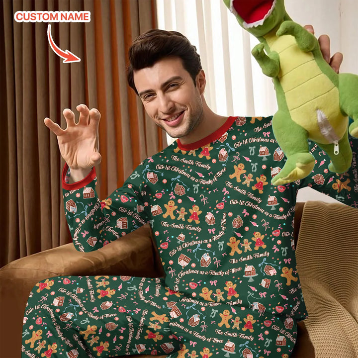 Custom Name Family Gingerbread Men's Pajama Set