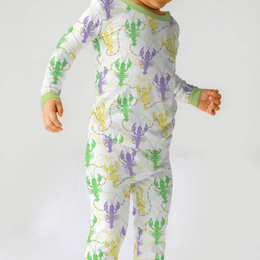 Mardi Gras Crawfish Family Matching Two Piece Long Sleeve Pajama Set