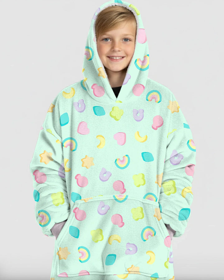 Pastel Lucky Charms Scatter Wearable Blanket Hoodie