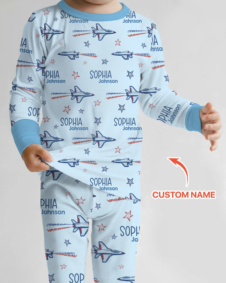 Conjunto de pijama de dos piezas de bambú con mangas largas, plantilla PERSONALIZADA