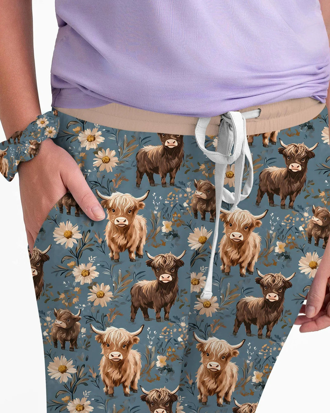 Conjunto de Pijama de Bambú a Juego para Mujer de la Familia de Majestuosas Vacas de las Tierras Altas