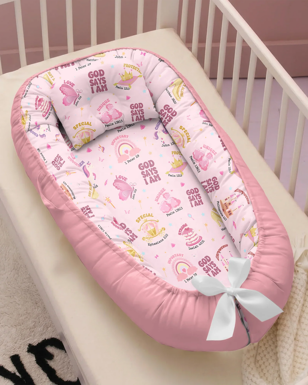 God Says I Am Girl Bamboo Baby Nest Bed