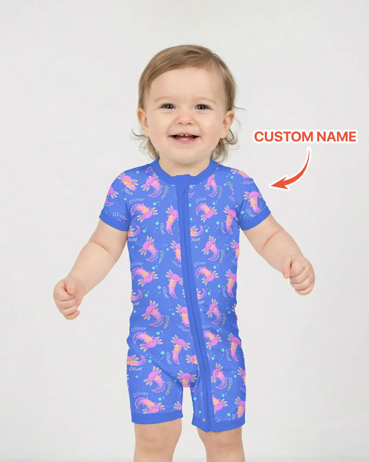 Axolote Brillante Nombre Personalizado Bambú Shorty Zippy
