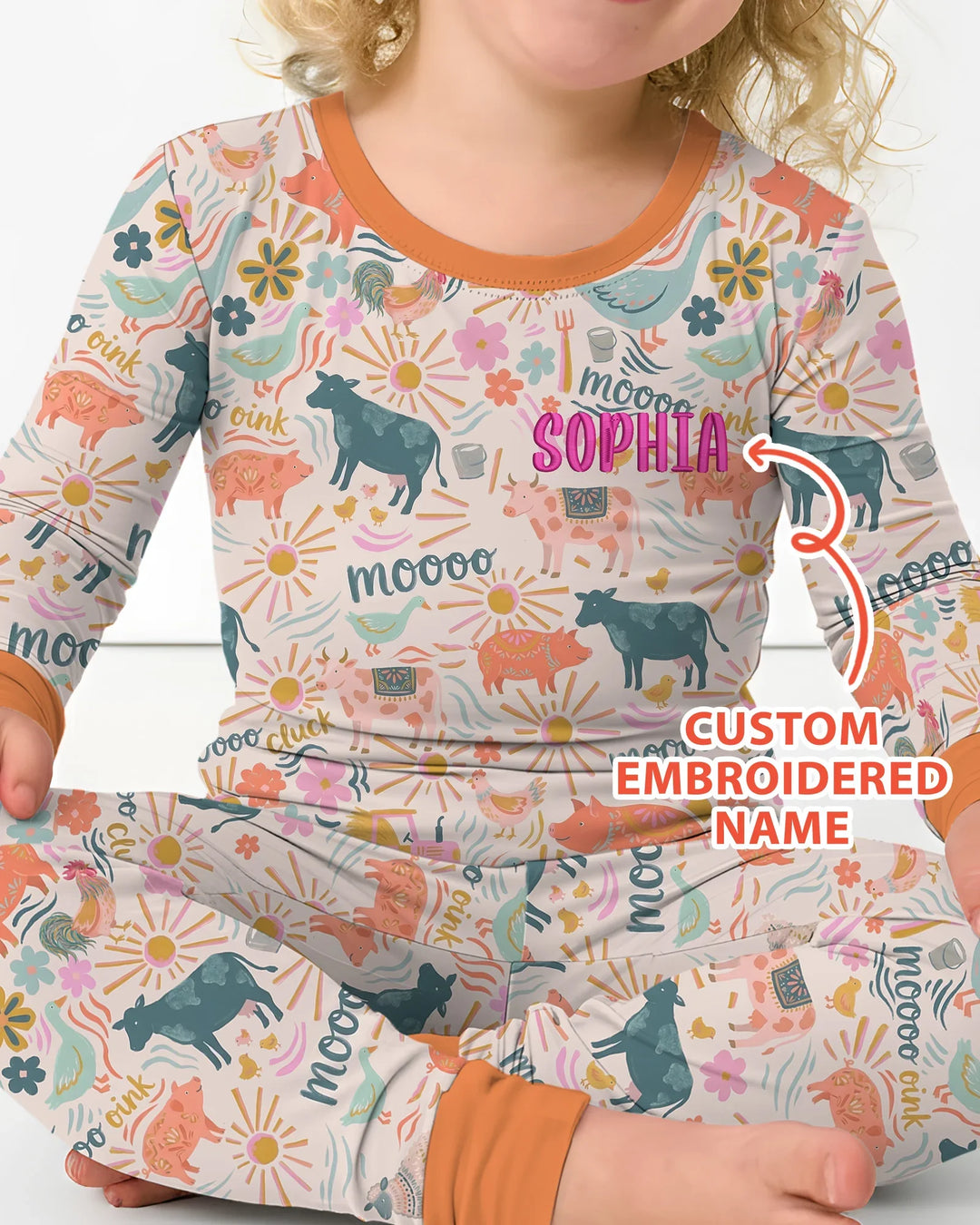 Zweiteiliges Langarm-Pyjama-Set mit Sommerfrüchten