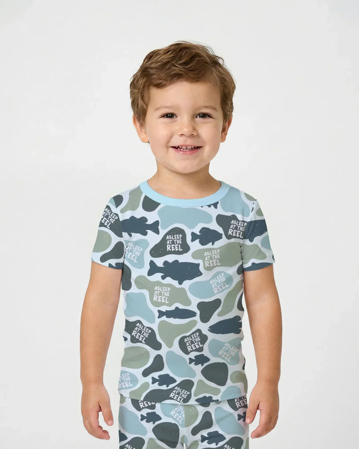 Asleep At The Reel Matching Daddy & Me Two Piece Short Sleeve Pajama Set